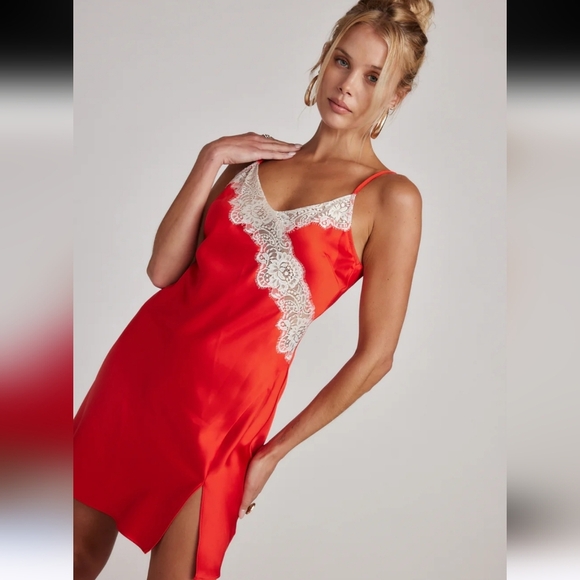 ACOA Andi Red Satin Mini Dress. Size Large NWT - Picture 7 of 16